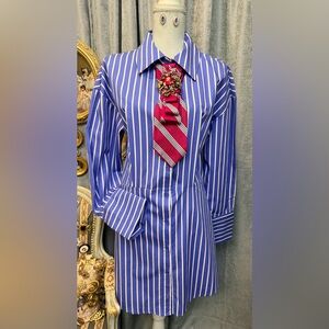 SOLD on ebay -Blue Striped Dress Shirt with Tie and Earrings